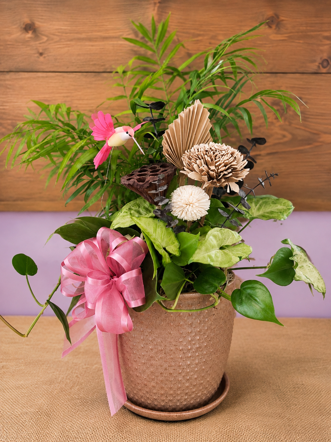 Modern hummingbird planter