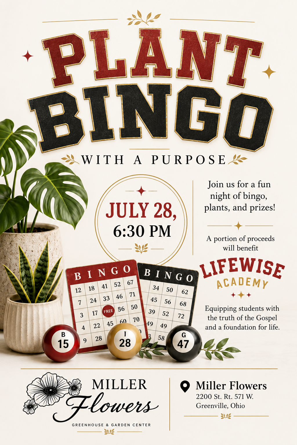 Plant Bingo With A Purpose Benefiting LifeWise Mississinewa Valley July 28th