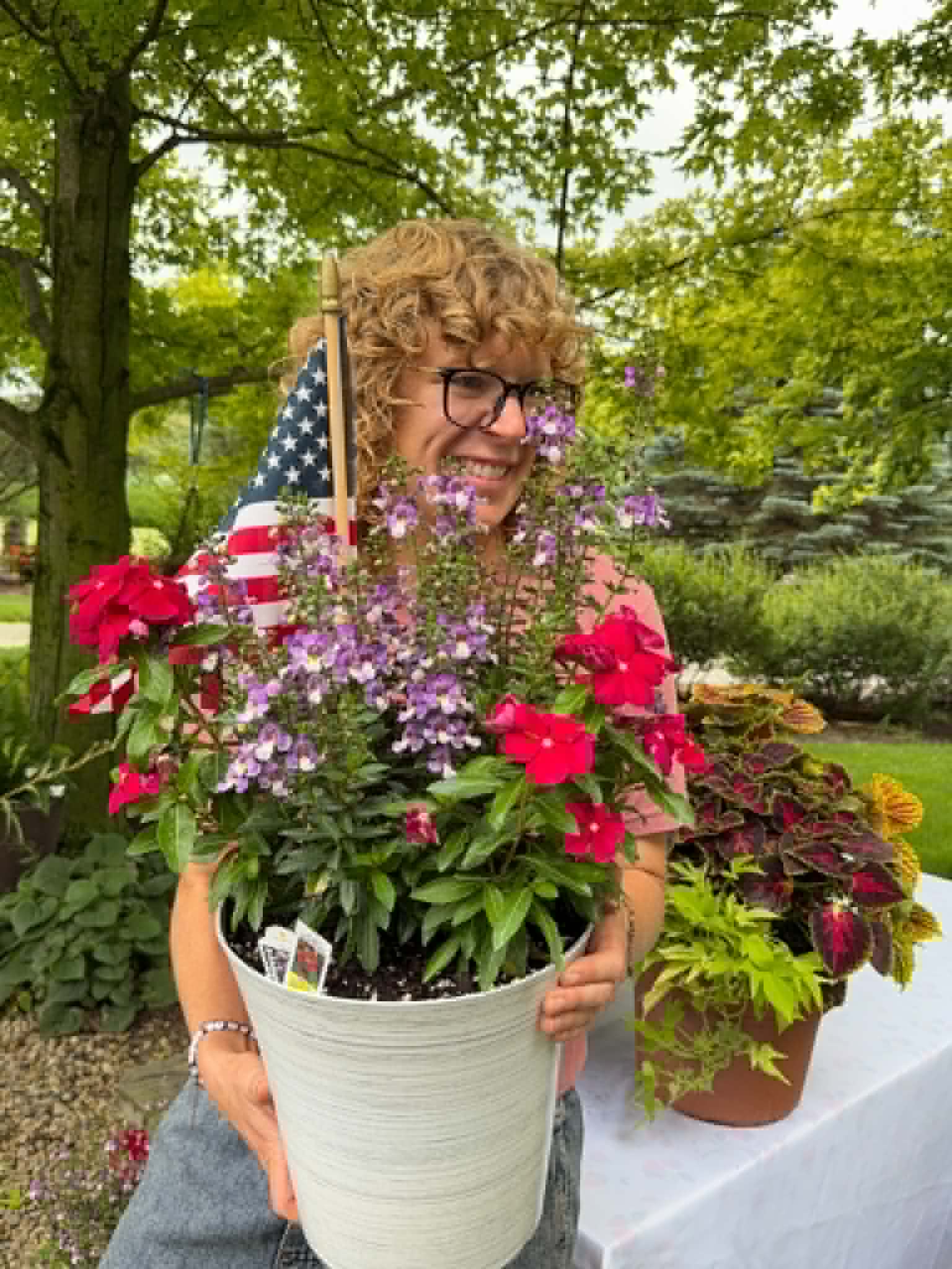 Red, White, And Bloom: Angelonia & Vinca Planter (Heat Tolerant) for Pick up July 1-3